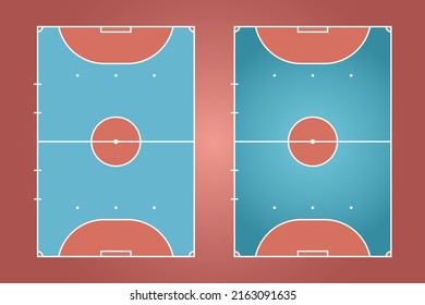 Futsal field flat design, Football field graphic illustration, Vector of futsal court and layout.