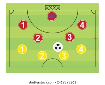 Futsal  field tactics. vector illustration