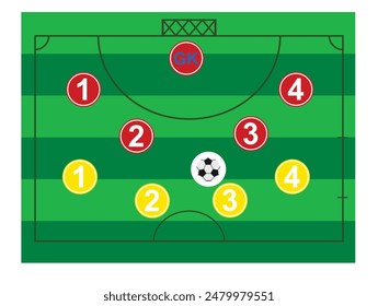 Futsal  field tactics. vector illustration