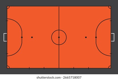 Vista superior del campo de fútbol sala.Ilustración vectorial