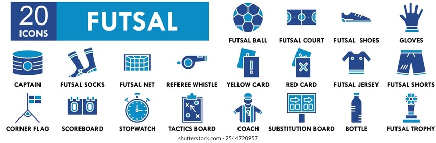 Futsal icon collection set. Containing design football, game, futsal, play, soccer, sport, goal