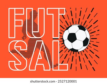 Futsal Mini football poster, logo, emblem design with ball and player silhouette. Vector illustration.