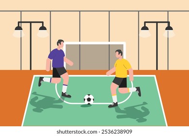 Futsal sports. Sports concept. Colored flat vector illustration isolated.