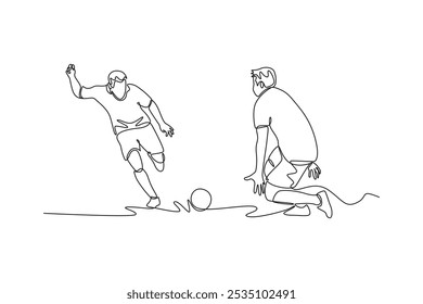 Futsal sports. Sports concept. Single line draw design vector graphic illustration.