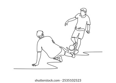 Futsal sports. Sports concept. Single line draw design vector graphic illustration.