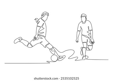 Futsal sports. Sports concept. Single line draw design vector graphic illustration.