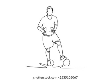 Futsal sports. Sports concept. Single line draw design vector graphic illustration.