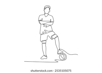 Futsal sports. Sports concept. Single line draw design vector graphic illustration.