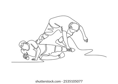 Futsal sports. Sports concept. Single line draw design vector graphic illustration.