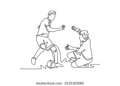 Futsal sports. Sports concept. Single line draw design vector graphic illustration.