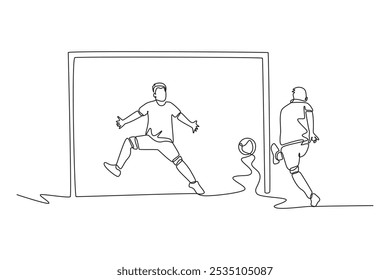 Futsal sports. Sports concept. Single line draw design vector graphic illustration.