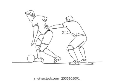 Futsal sports. Sports concept. Single line draw design vector graphic illustration.