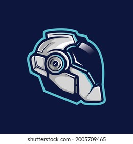 Future Advance Space Helmet Side View Logo Symbol Modern Cartoon Style Illustration Design Vector