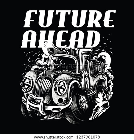 Future Ahead Black and White Illustration