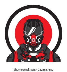 Future airplane pilots vector illustration in futuristic style, good for tshirt design