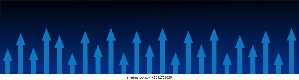 Vetor de conceito de seta futura com setas azuis brilhantes apontando para cima, simbolizando progresso, sucesso e visão frontal. Ideal para inovação, crescimento empresarial e temas de apresentação futurista.