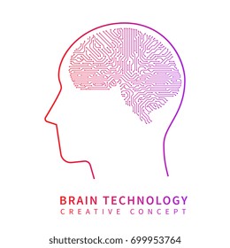 Future artificial intelligence technology. Mechanical brain creative idea vector concept. Artificial brain techology science illustration