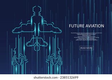 Aviación futura para tecnología moderna. Resumen del concepto de avión futurista. Concepto gráfico para su diseño.