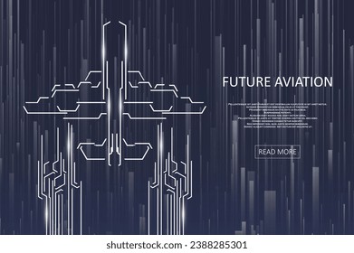 Aviación futura para tecnología moderna. Resumen del concepto de avión futurista. Concepto gráfico para su diseño.