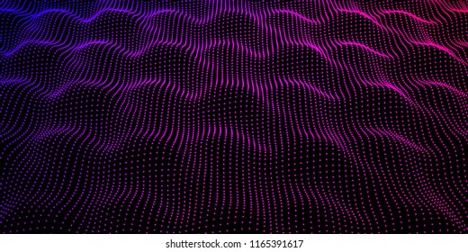 Future background. Noise wave. Abstract digital particles color background. Technology background vector. 