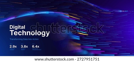 The Future of Big Data Vector Background. Data Flow Technology Lines. Abstract Science Technology Illustration. Neural Network Background Concept. AI Visualization Concept. Vector.