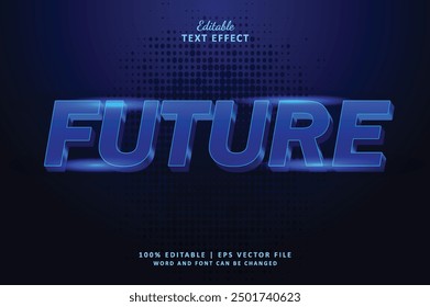 Future blue editable text effect style 3d. technology typography bold and italic font, suit for business brand about technology