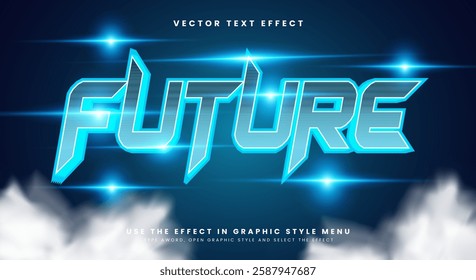 Future blue glow modern style editable text effect Template