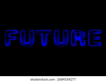 FUTURO Texto de neón azul con sombra negra