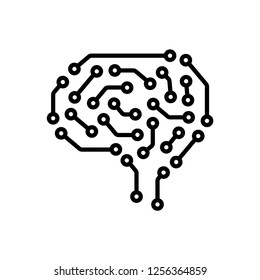 Future Brain Circuit Icon Vector On White Background Eps10 Editable