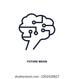icono futuro del cerebro. Icono cerebral futuro delgado de ai y futura colección de tecnología. Vector de contorno aislado en fondo blanco. Se puede usar símbolo de cerebro de futuro editable web y móvil