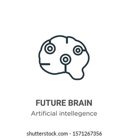 Future brain outline vector icon. Thin line black future brain icon, flat vector simple element illustration from editable artificial intellegence and future technology concept isolated on white 