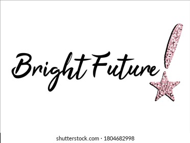 the future is bright decorative pink sequin design smile sparkle shine optimist motivational inspirational positive quote stationery post card   rope embroidery mark
