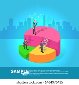 Future Business Leader Concept Finance Manager Business Man  Control compass .Flat isometric infographics for banner or business hero images.