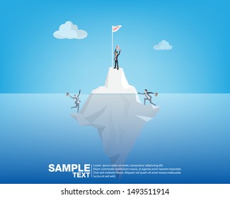 Future Business Leader Concept vector the man stand on iceberg.Flat Isometric People Executive Manager Vector Investor trader Business future vision Individual success
