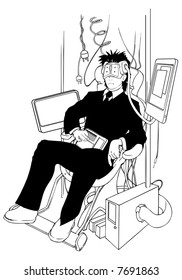 future business man cyber learning, original vector illustration