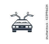 future car, delorean front icon on white background, vector 