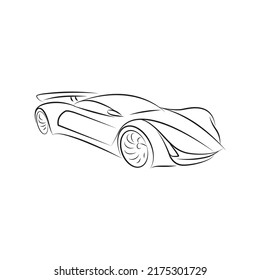 Ilustración del dibujo de la línea de auto futura