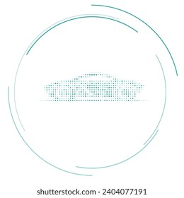 The future car symbol filled with teal dots. Pointillism style. Vector illustration on white background