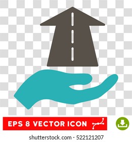 Future Care Hand EPS vector icon. Illustration style is flat iconic bicolor grey and cyan symbol on white background.