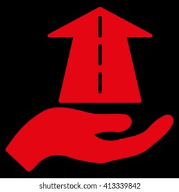 Future Care Hand vector icon. Style is flat icon symbol, red color, black background.
