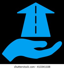 Future Care Hand vector icon. Style is flat icon symbol, blue color, black background.