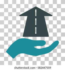Future Care Hand vector pictograph. Illustration style is a flat iconic bicolor soft blue symbol on a transparent background.