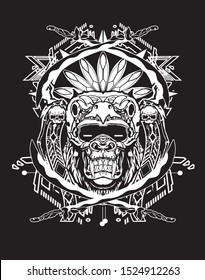 future chief gorilla robot black white with sacred geometry