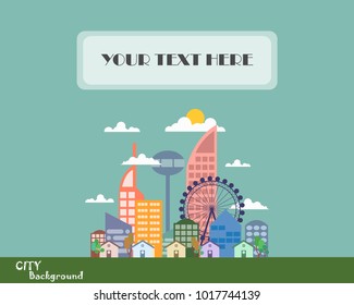 The future City background for your advertising and presentation.Space for your message or text.Green city vector for environment project.