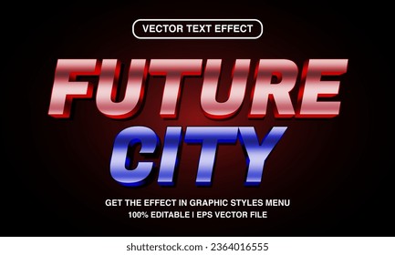 Future city editable text effect template, 3d cartoon movie text style, premium vector	