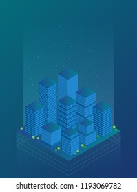 Future City. Flat vector isometric illustration.