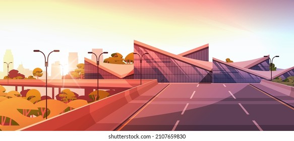 future city futuristic unusual shapes buildings modern architecture urban town sunset cityscape background