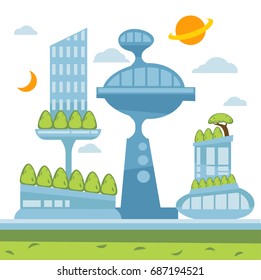 Future city landscape. Vector modern 