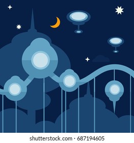 Future city landscape. Vector modern 