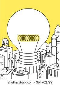 Future City landscape. Vector unending background with buildings